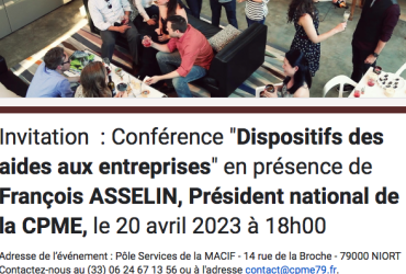 SAVE THE DATE&nbsp;:  le 20 avril 2023 à 18h - Conférence 